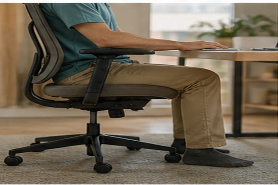 Contextual view illustrating seat depth and lumbar support