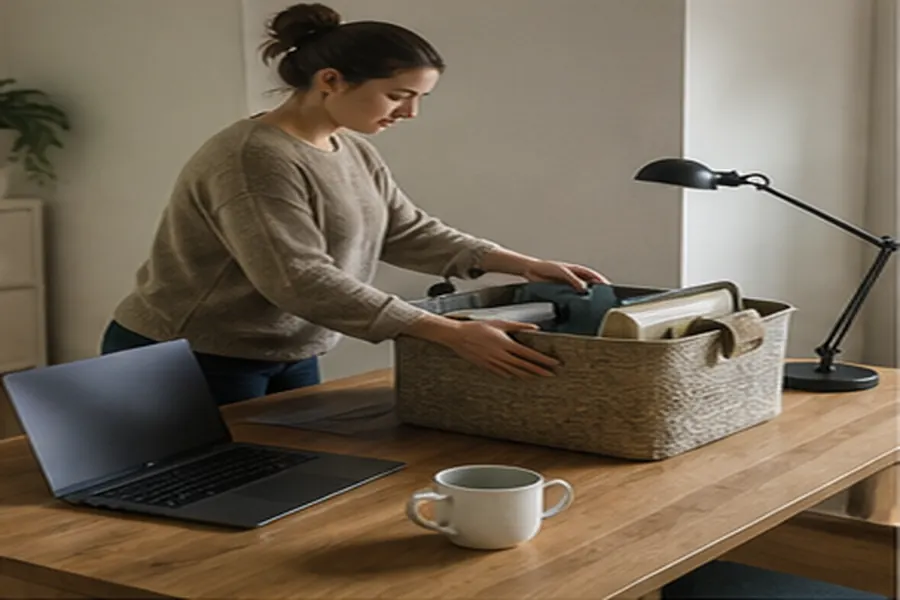 Supporting workspace example for renter friendly home office